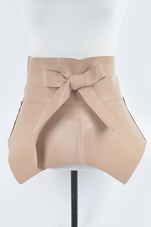 Faux Leather Skirt Belt -Nude