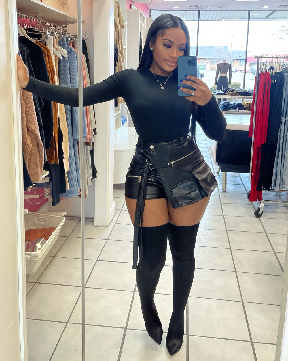 City Girl Faux Leather Wrap Shorts