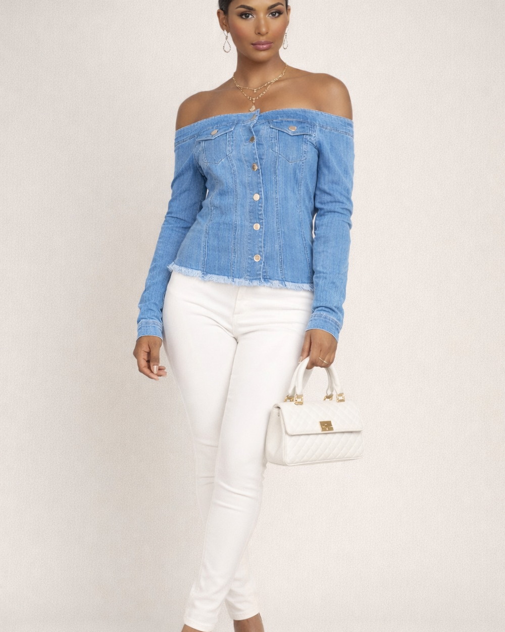 Lover Girl Off Shoulder Denim Jacket