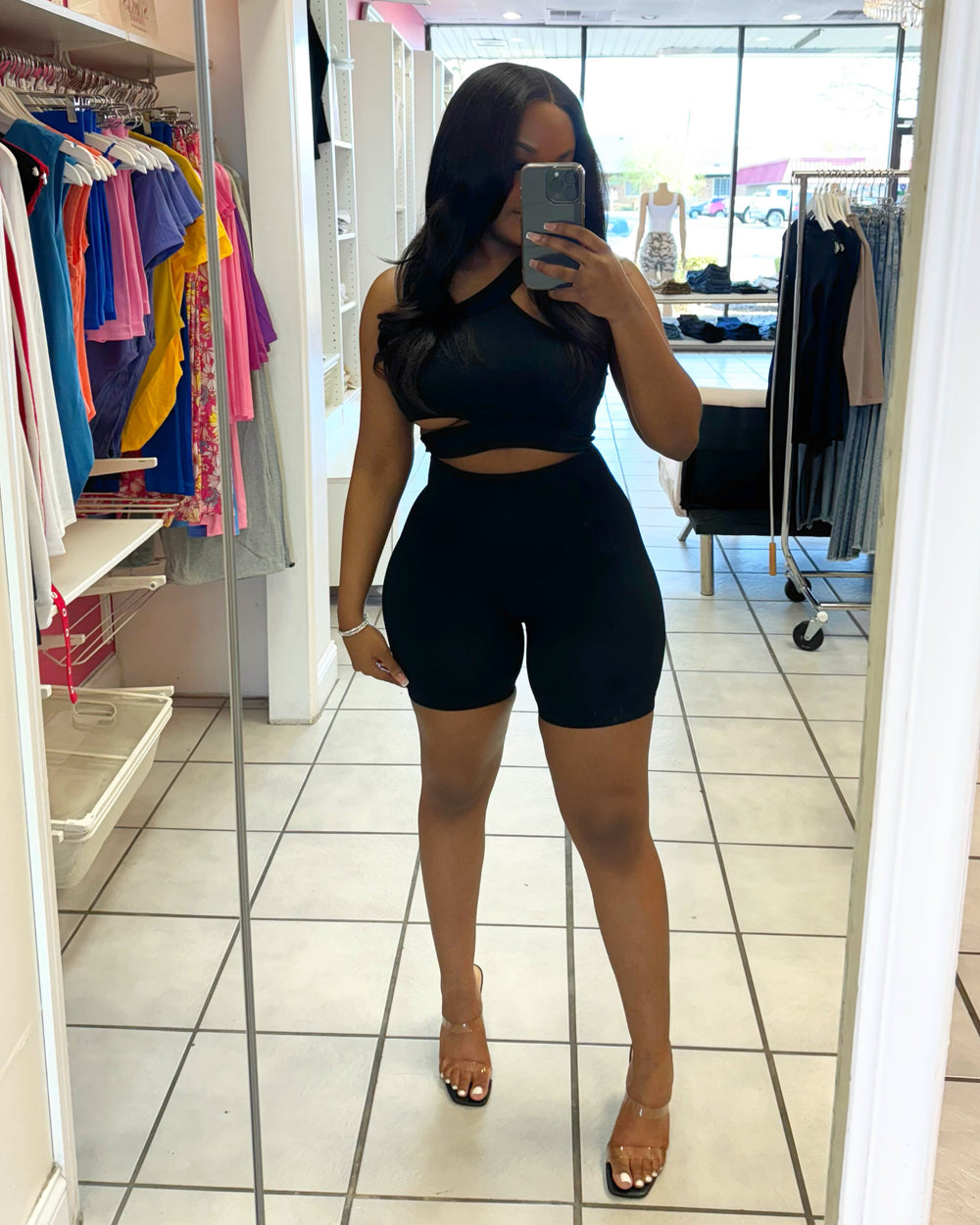 Peek-A-Boo Biker Set-Black