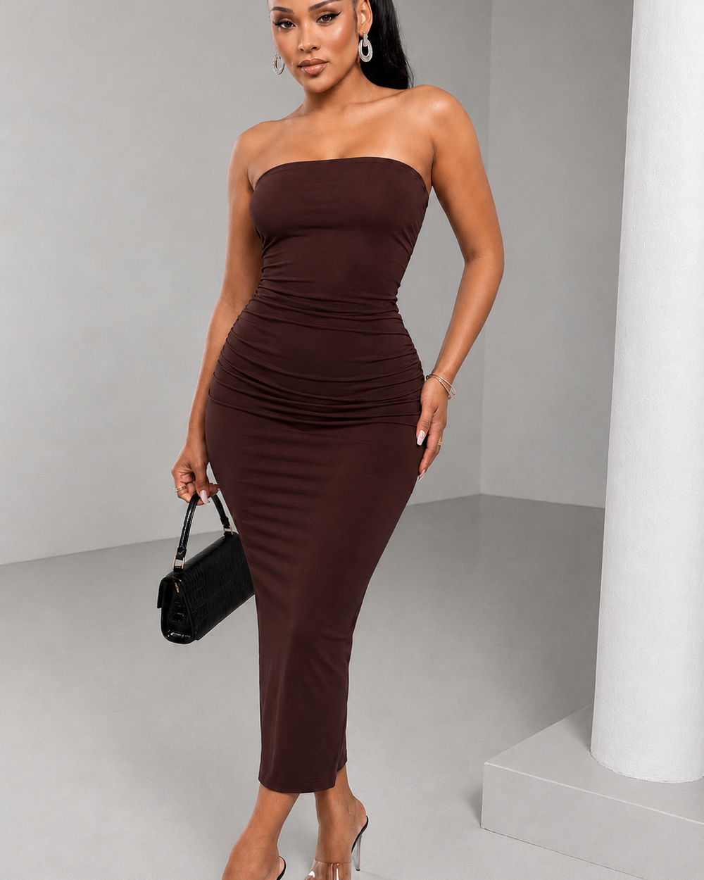 Summer Essential Bodycon Dress-Coffee