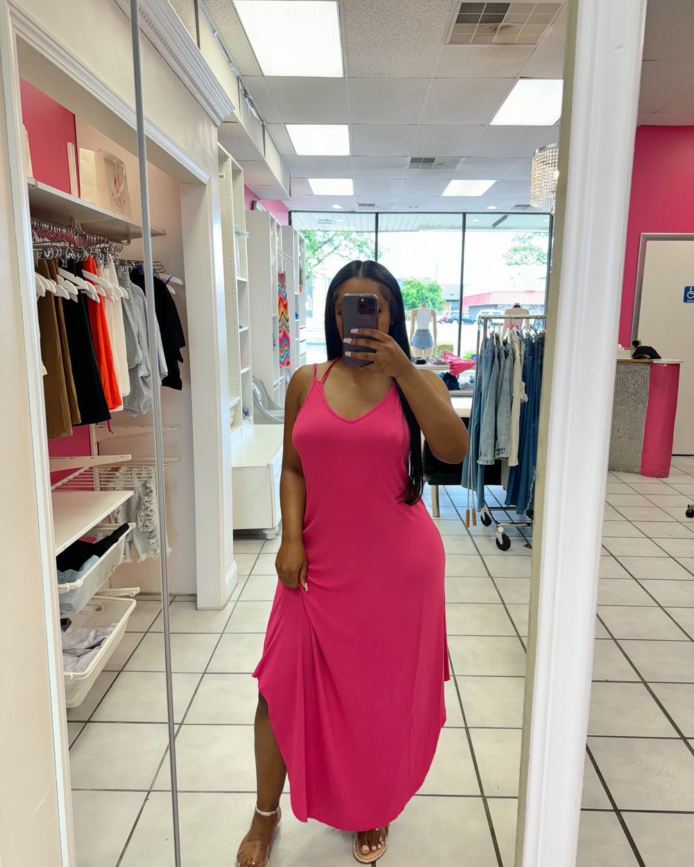 Jasmine Cami Dress-Fuschia