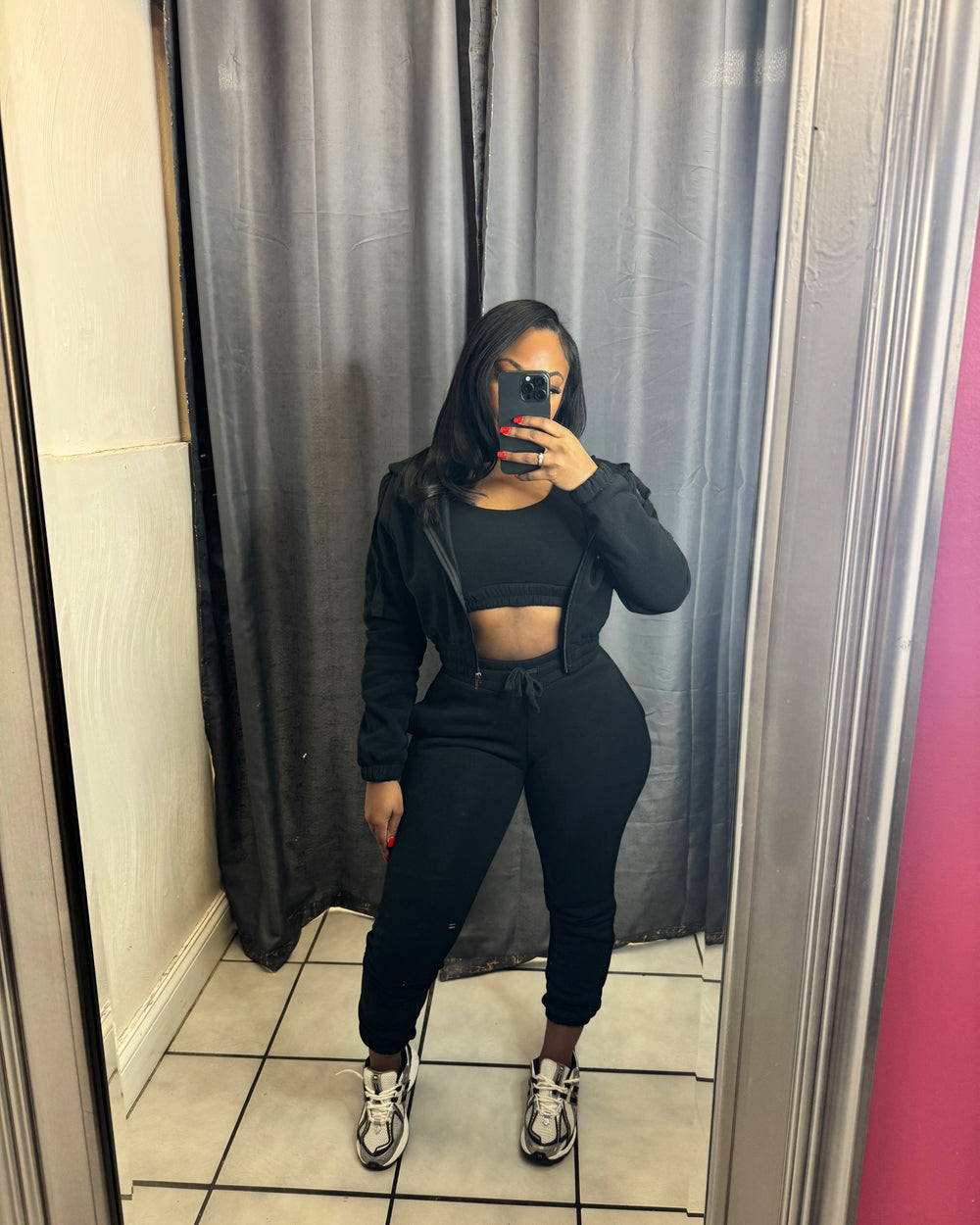 Set The Mood 3pc Jogger Set-Black