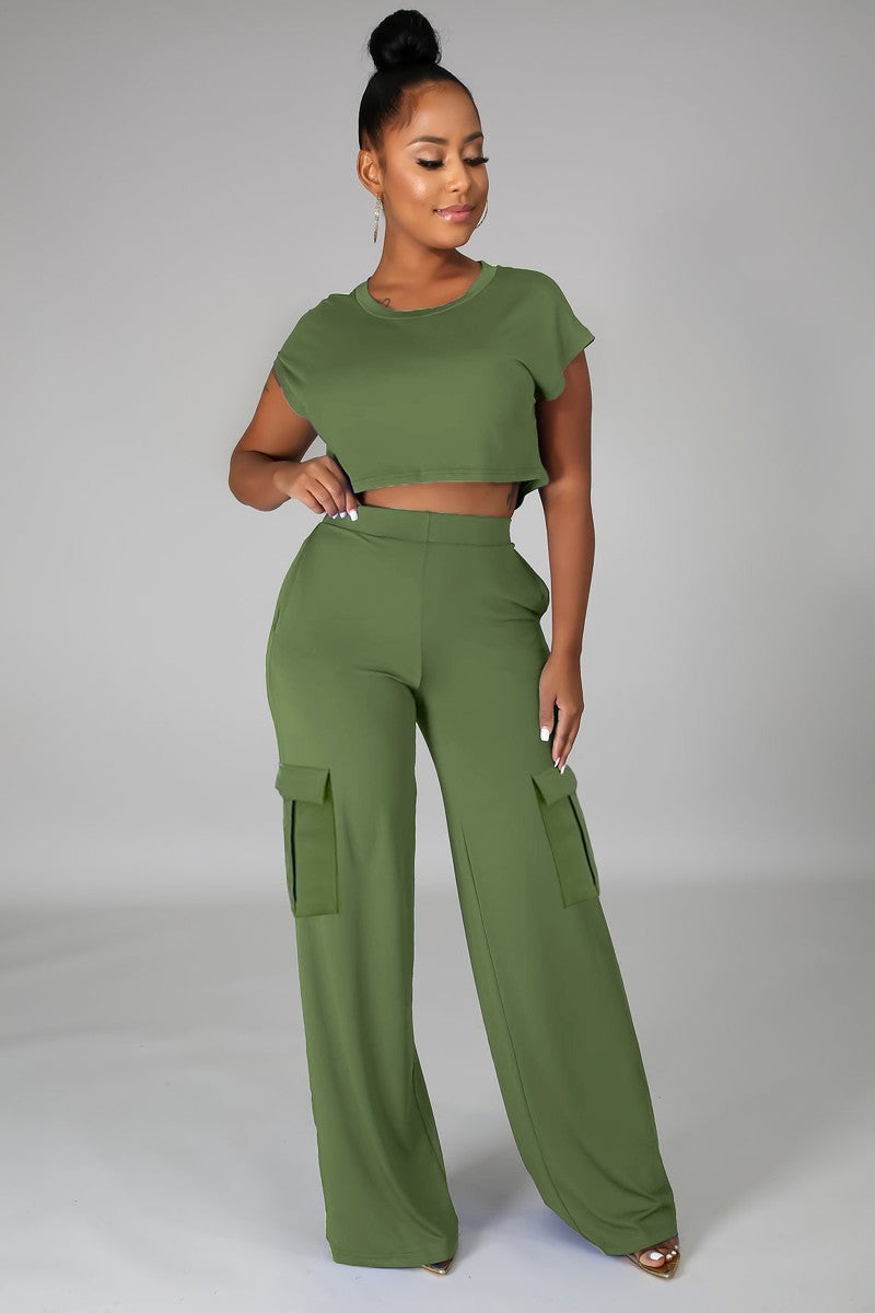 We love Cargo Pant Set-Olive