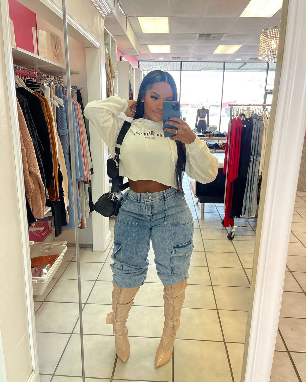 LA Graphic Crop Hoodie