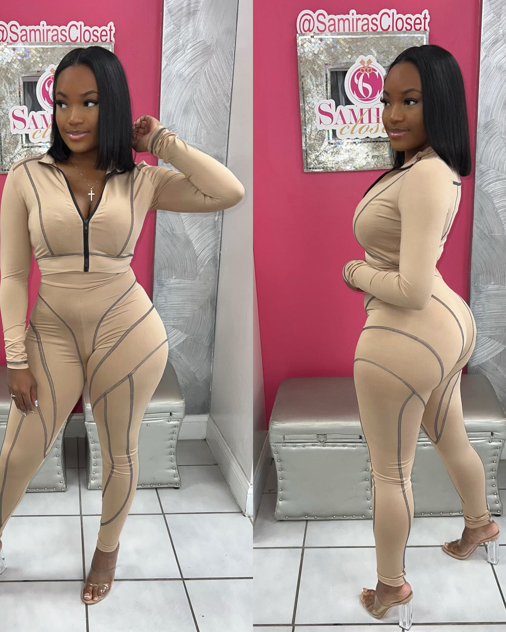 No Drama Active Set-Tan/Black