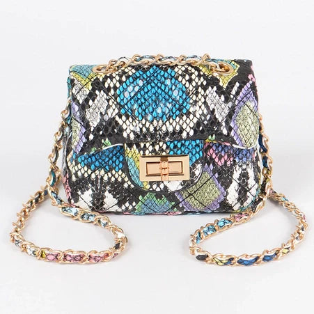 Multi Snake Quilted Mini Bag - Blue Mix