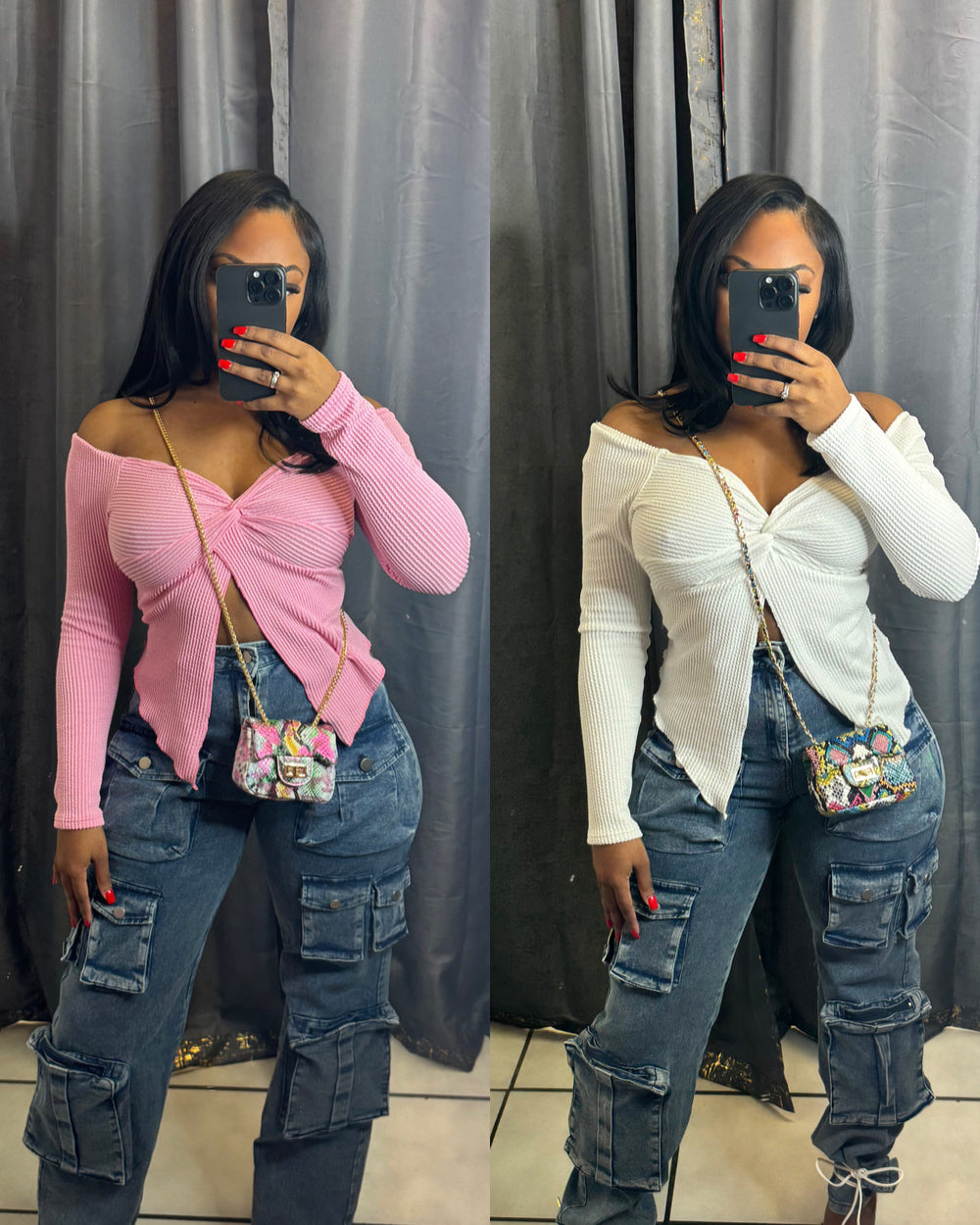 Amelia Off Shoulder Top-Pink