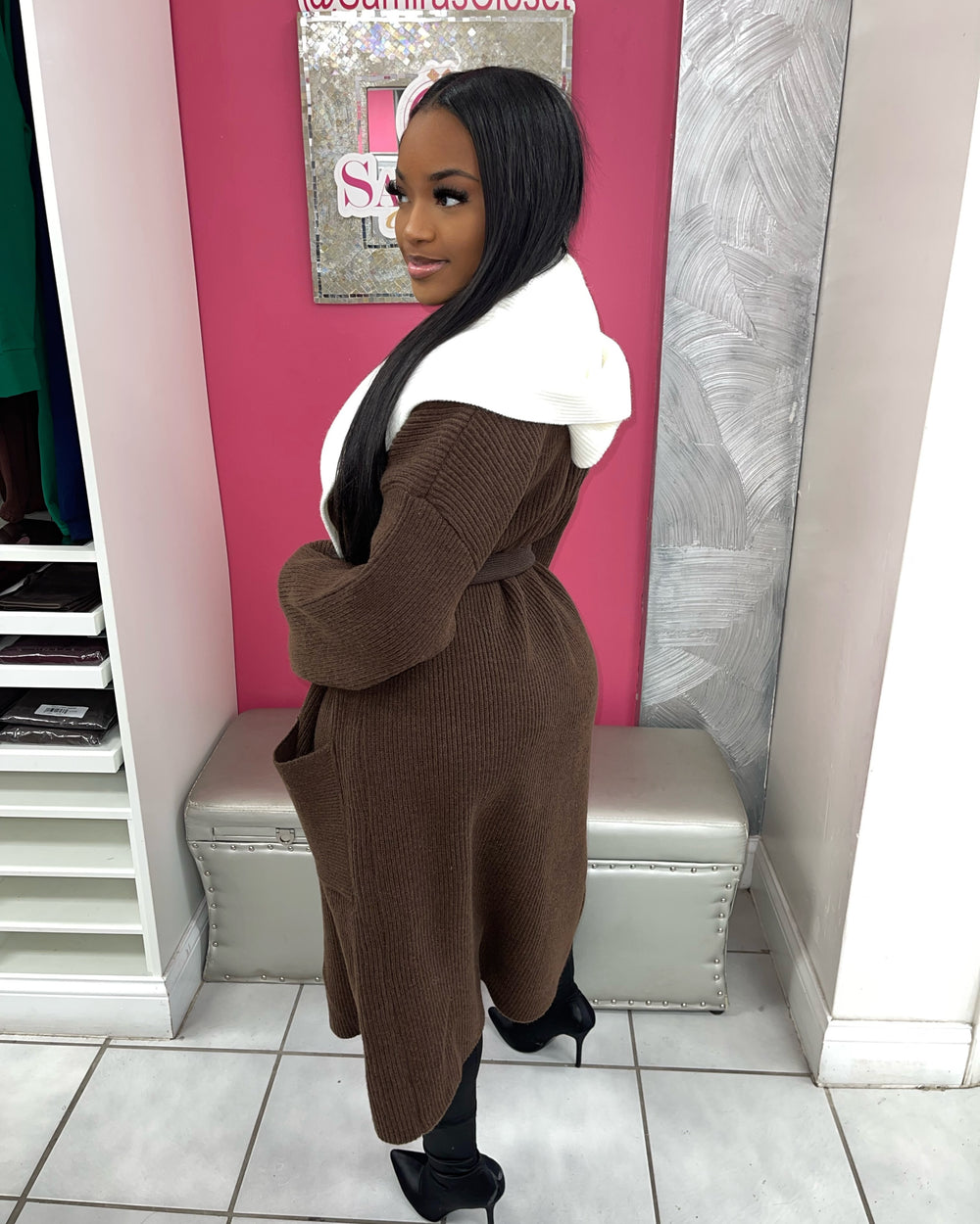 Feeling Fine Two Toned Cardigan-Brown/Ivory