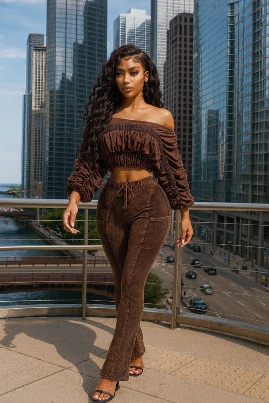 Crush Hour Pants Set-Espresso