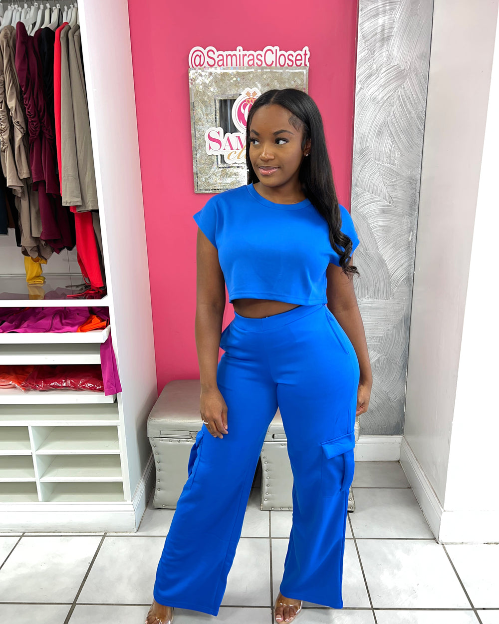 We love Cargo Pant Set-Royal Blue