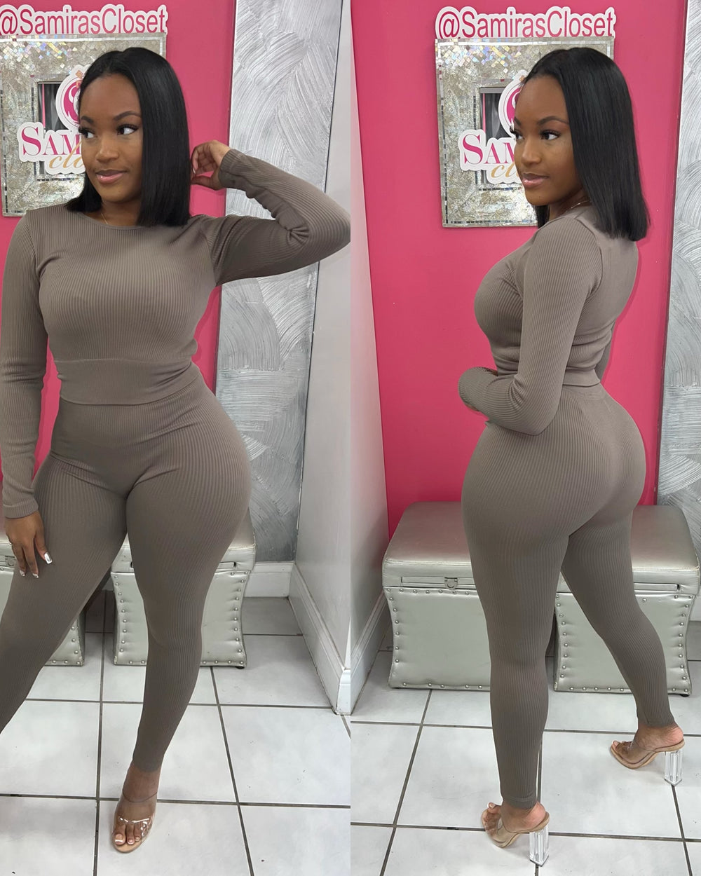 Kick Back Legging Set-Taupe
