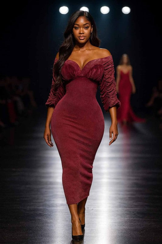 Making Me Blush Midi Dress-Wine