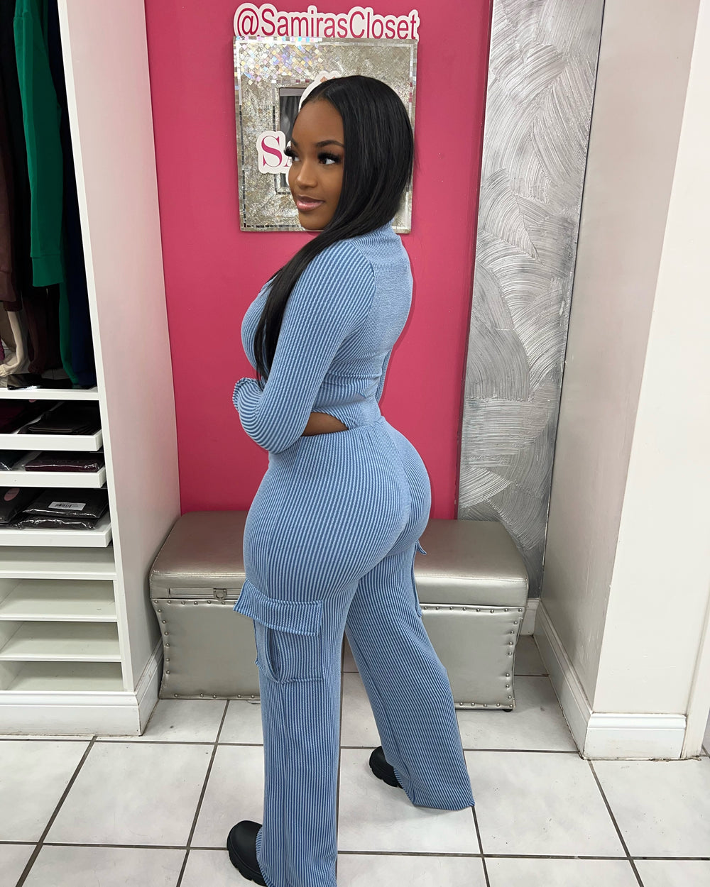 Chill Mami Pants Set-Blue