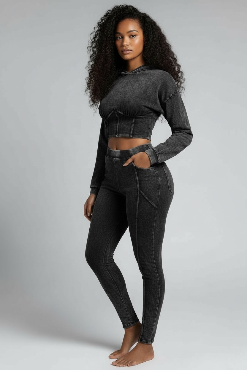 Limited Edition Hooded Legging Set-Charcoal
