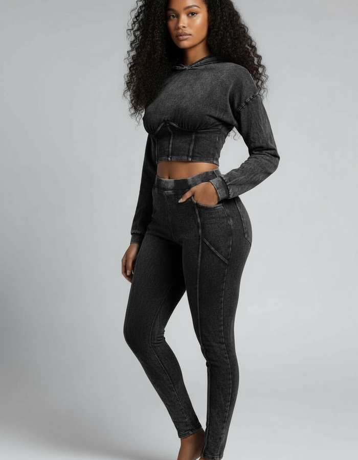 Limited Edition Hooded Legging Set-Charcoal