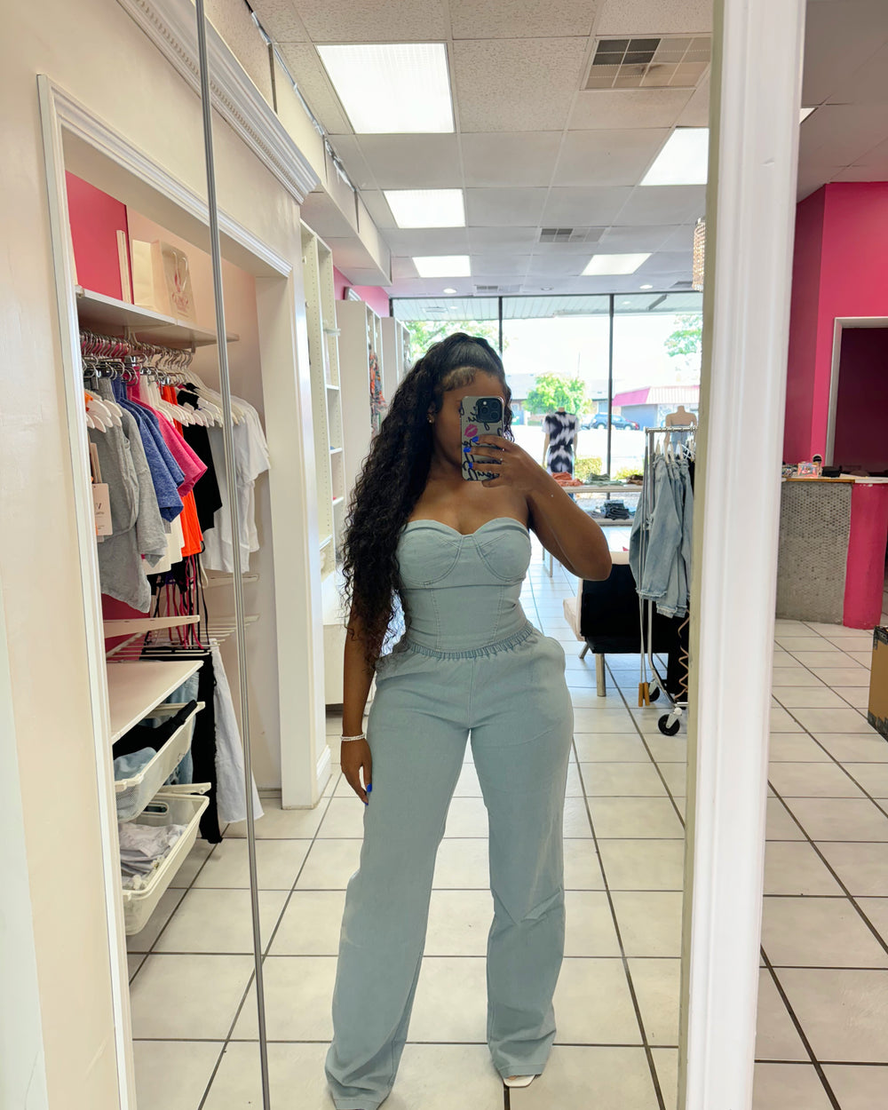 No Explanation Denim Pants Set