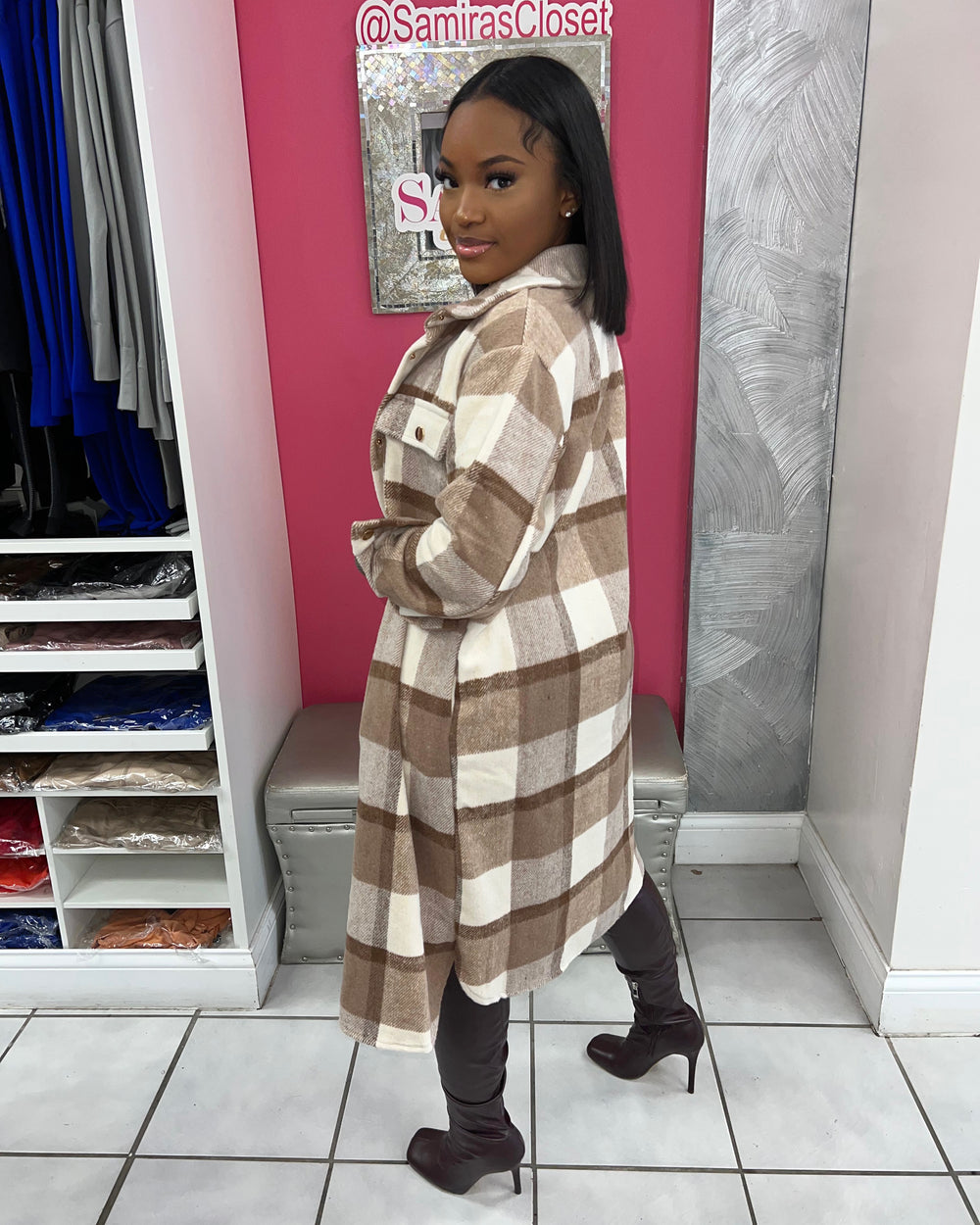 Better This Way Plaid Jacket-Brown/Tan Combo