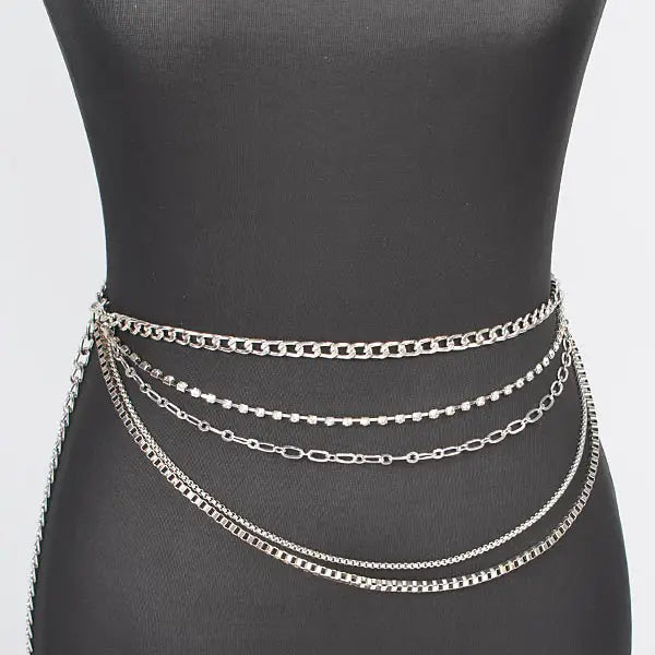 Multi Layered Chain Belt-Silver
