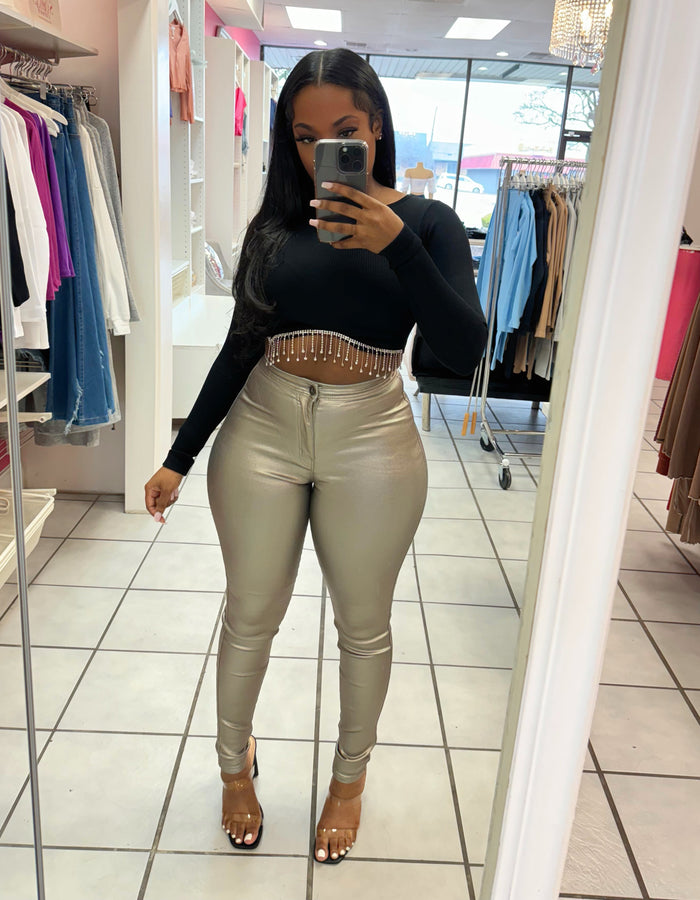 Bling On Me Crop Top-Black