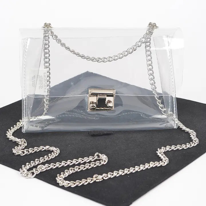 Clear Chain Crossbody Bag - Silver