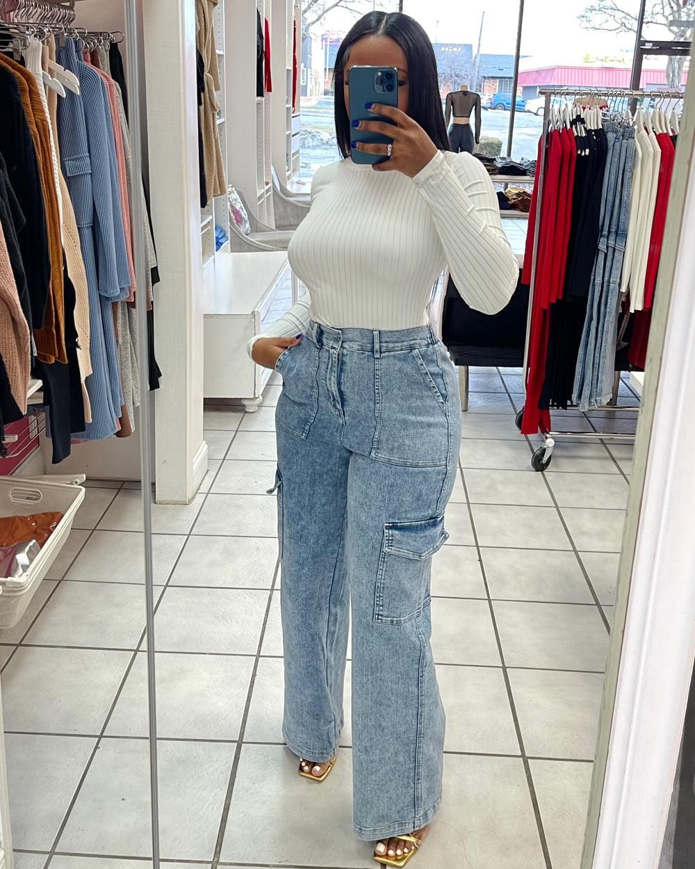 Basic Ribbed Long Sleeve Bodysuit-White