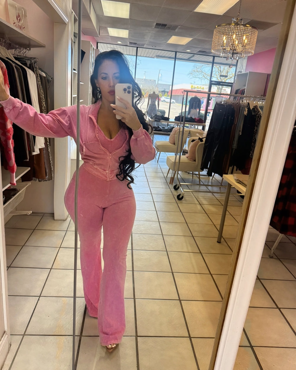 Pilates Trip Jumpsuit Set-Pink