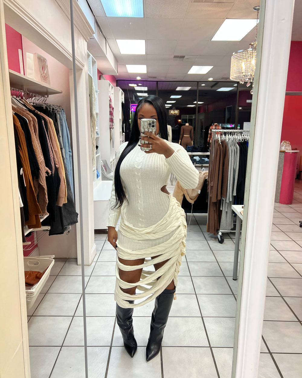 Make The Cut Sweater Dress-Ivory
