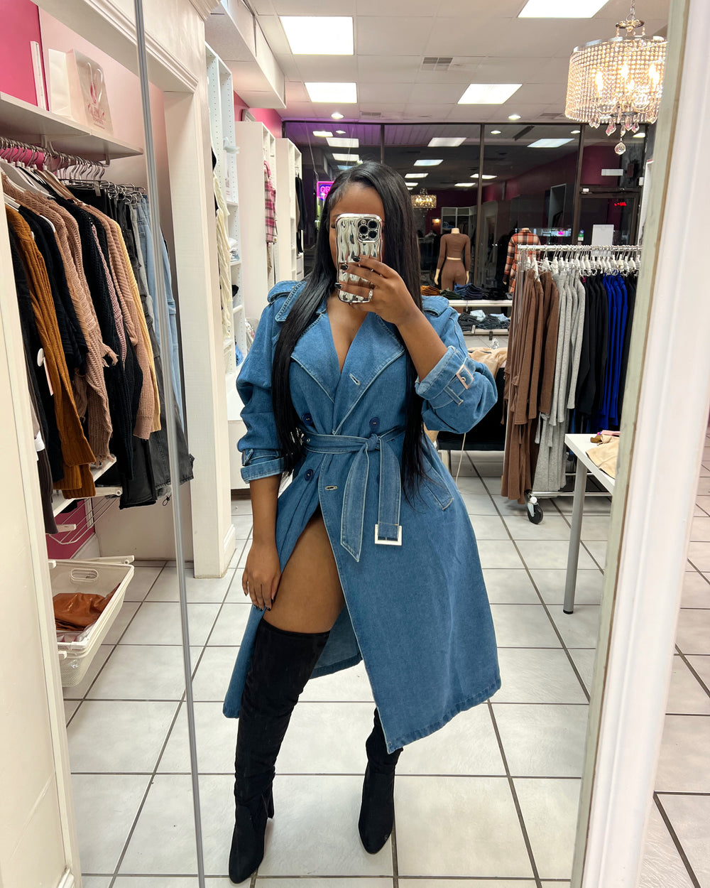 After Hours Denim Trench Jacket