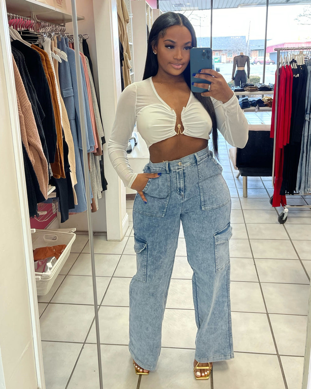 Ms.Kate Mesh Top-White
