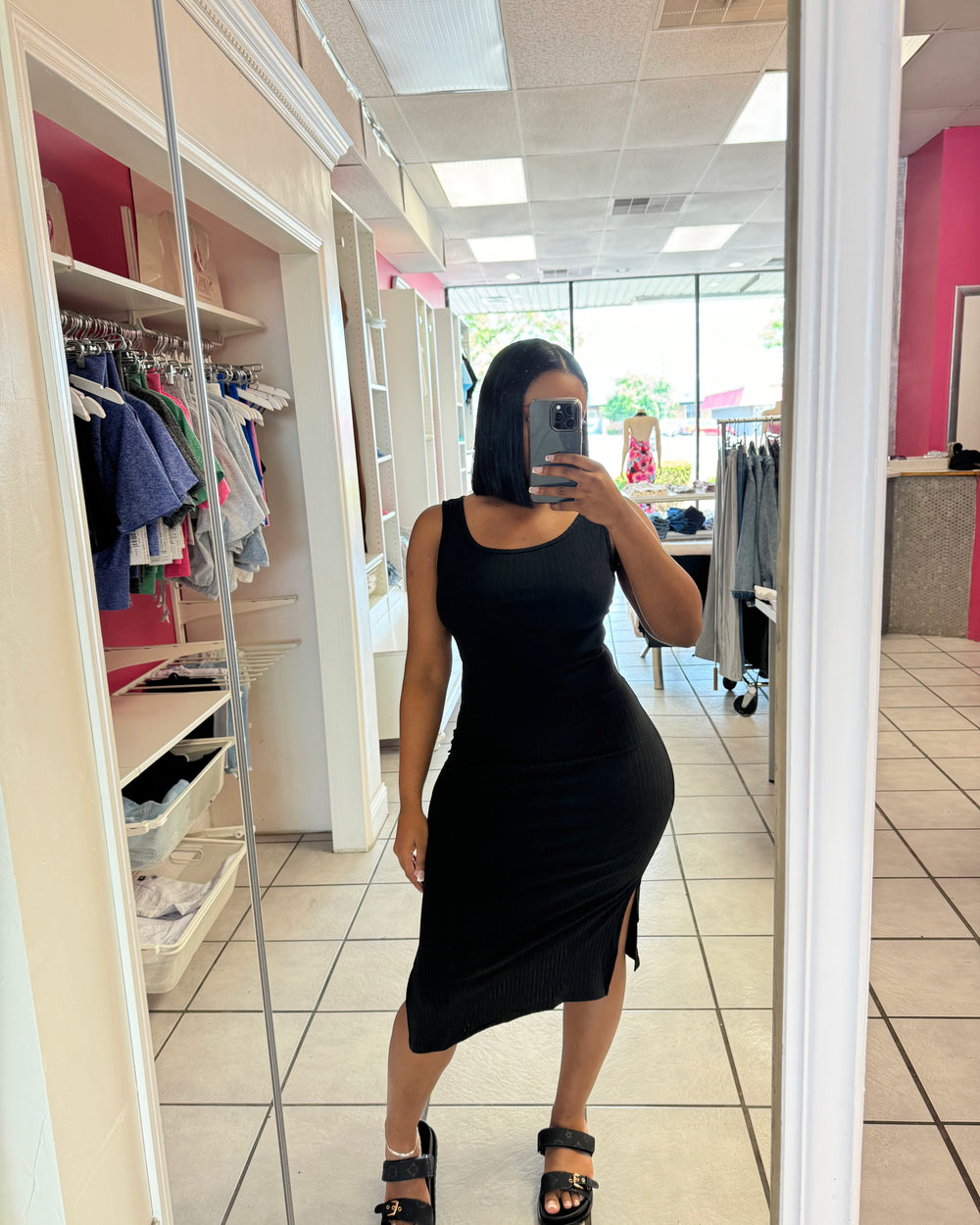Alexis Midi Dress-Black