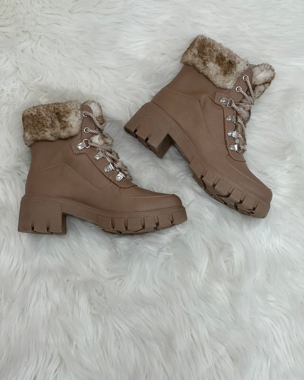 Riley Fur Ankle Bootie-Taupe