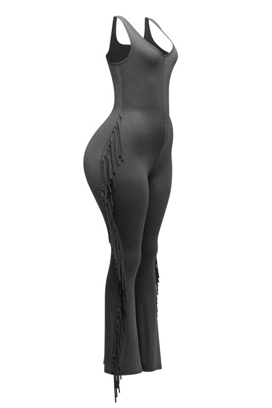 Midnight Fringe Flare Jumpsuit