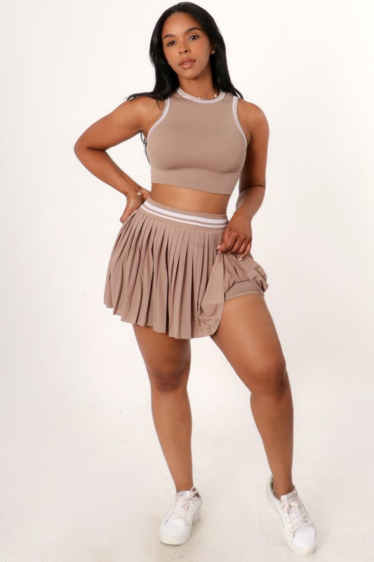 Tennis Skirt Set-Mocha