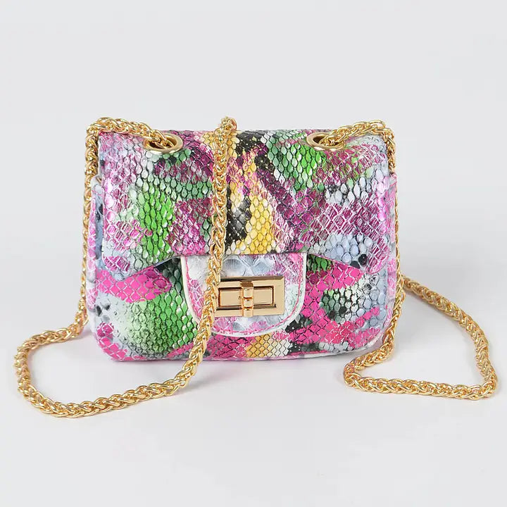 Multi Snake Quilted Mini Bag - Pink Mix