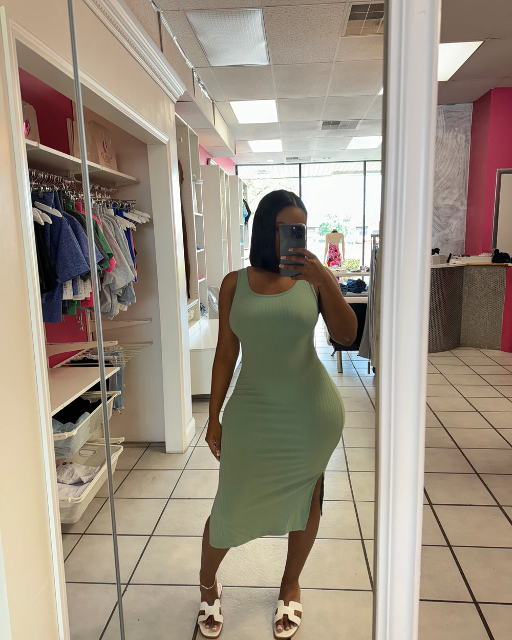 Alexis Midi Dress-Sage