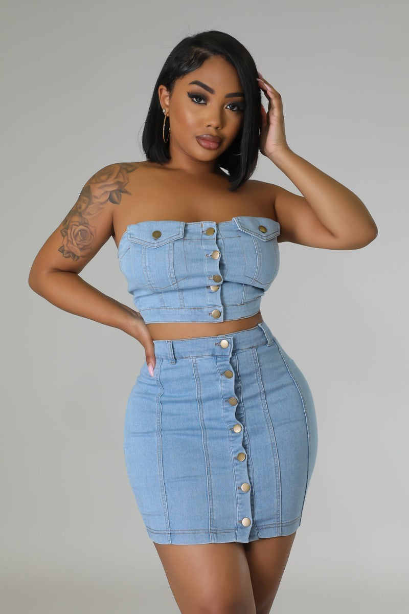 BFF Date Denim Skirt Set