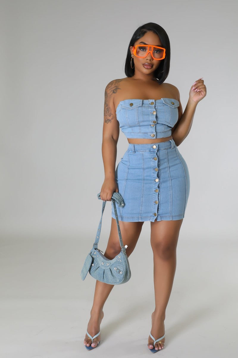 BFF Date Denim Skirt Set
