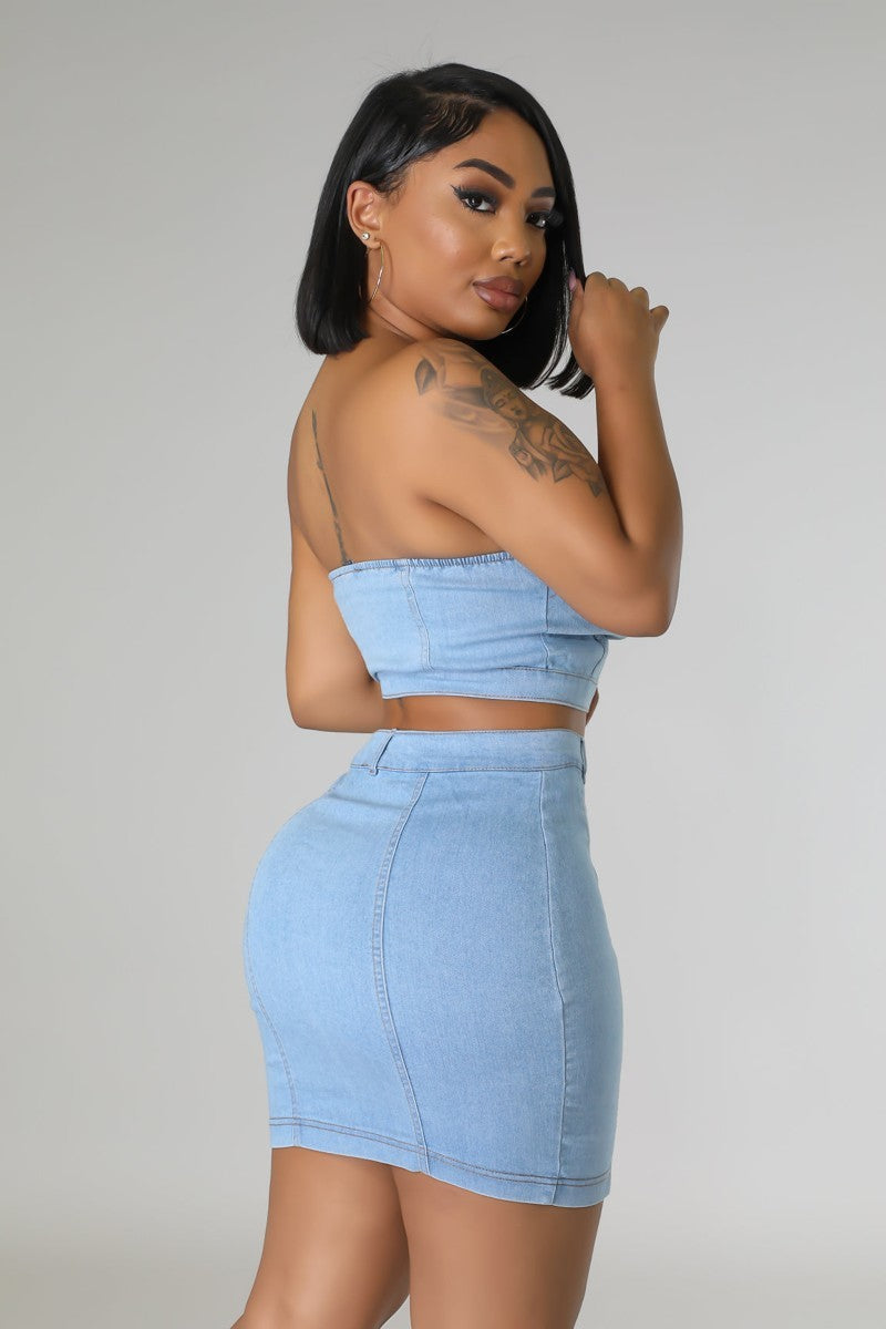 BFF Date Denim Skirt Set