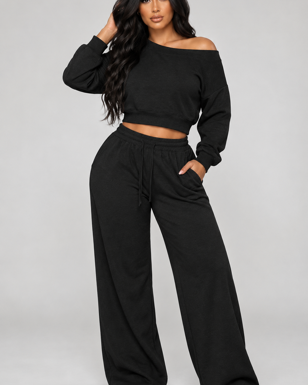Slouch & Chic Lounge Set-Black