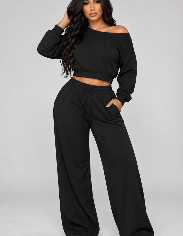 Slouch & Chic Lounge Set-Black