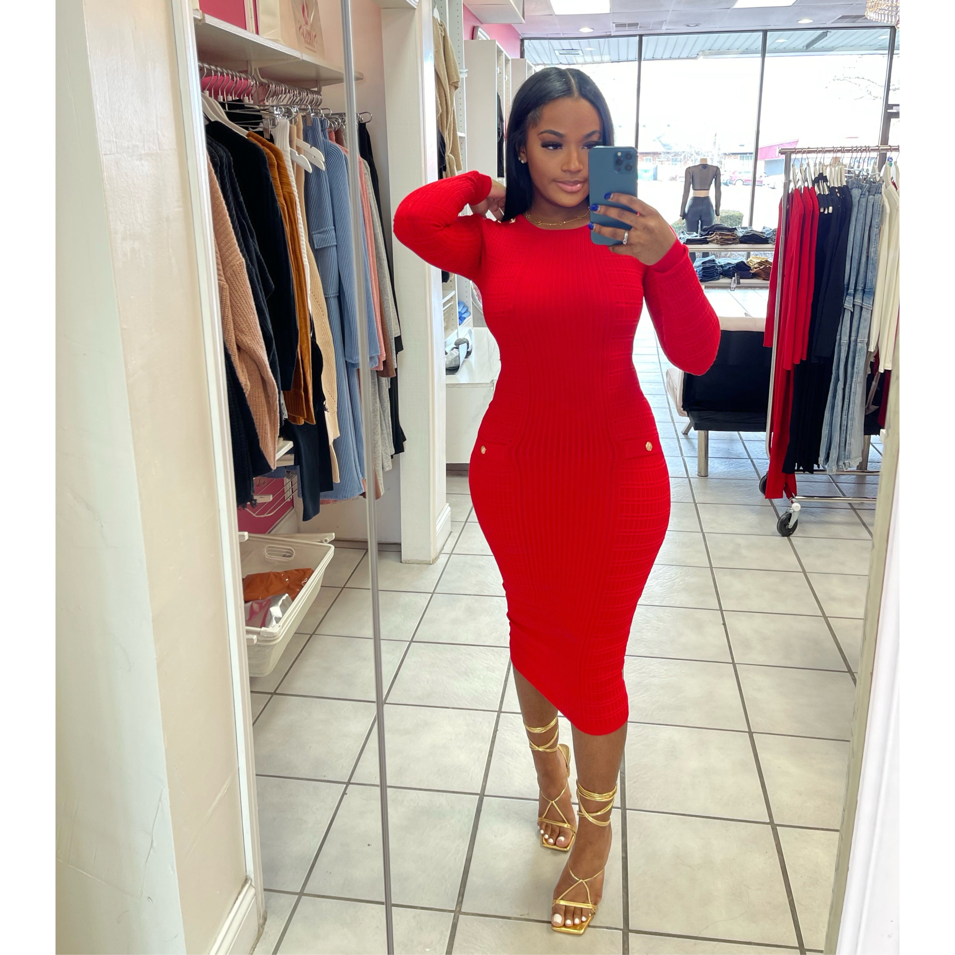 Life After Love Midi Dress-Red