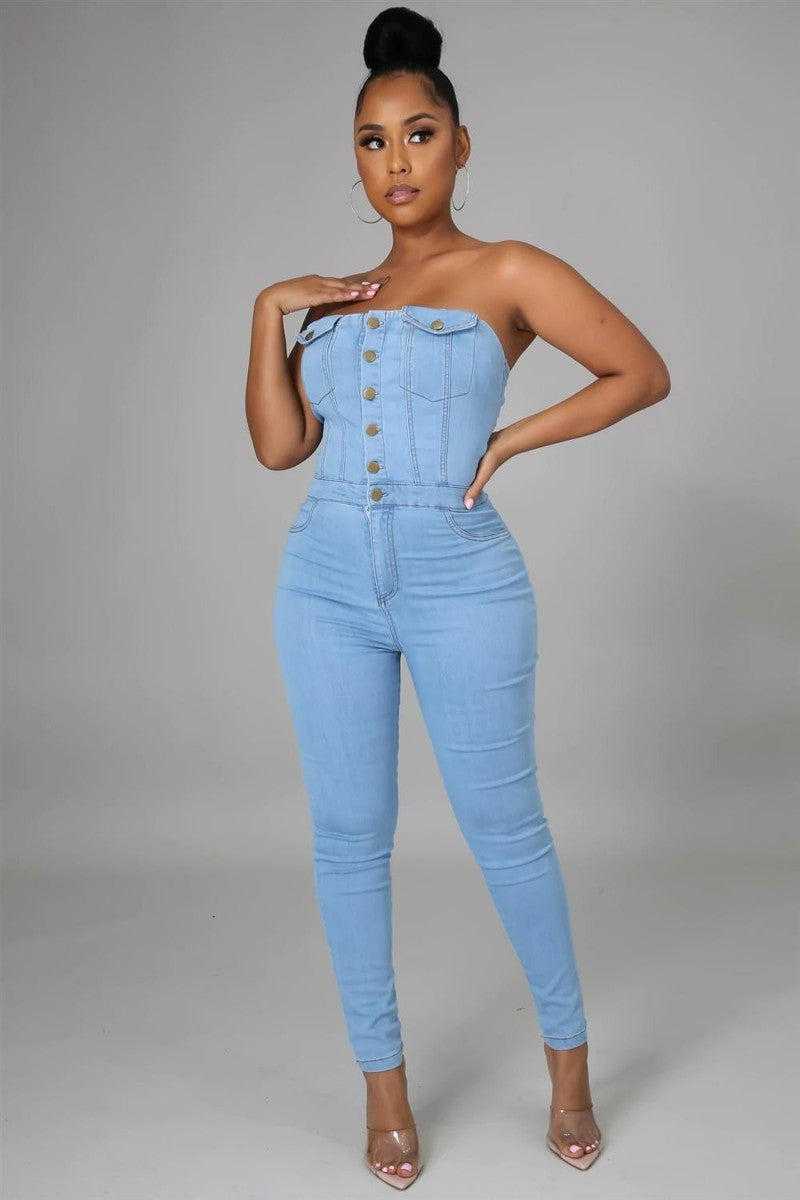 Lunch Date Denim Jumpsuit