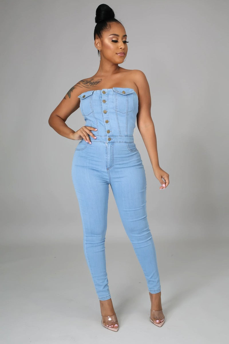 Lunch Date Denim Jumpsuit