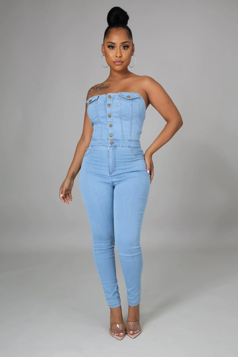 Lunch Date Denim Jumpsuit