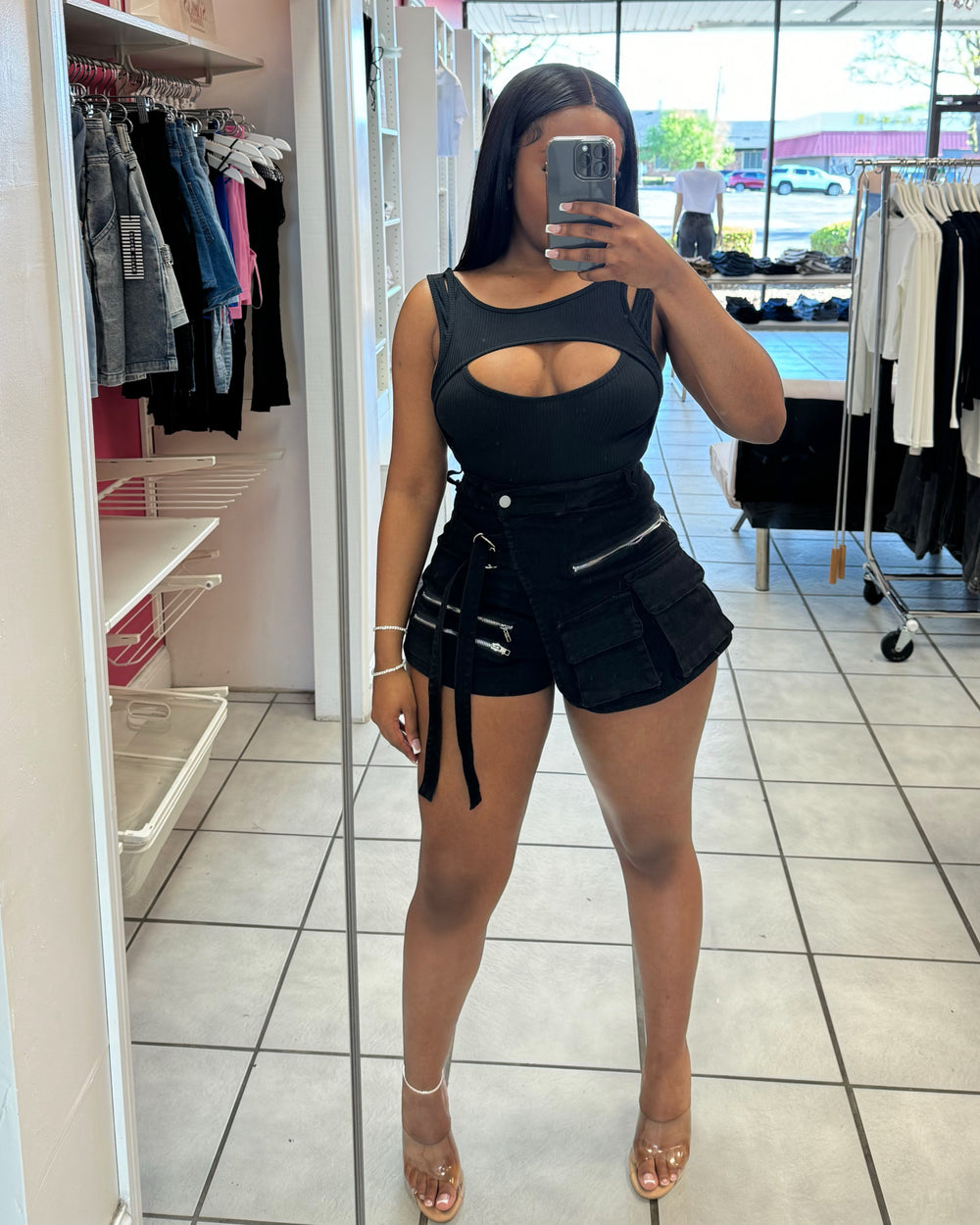 Hot Stuff Denim Shorts-Black