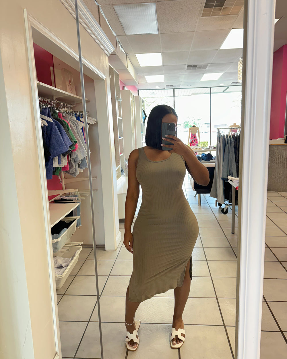 Alexis Midi Dress-Taupe