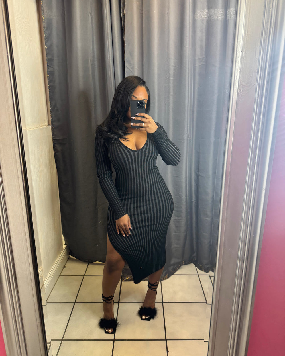 Body Serve Midi Dress-Black