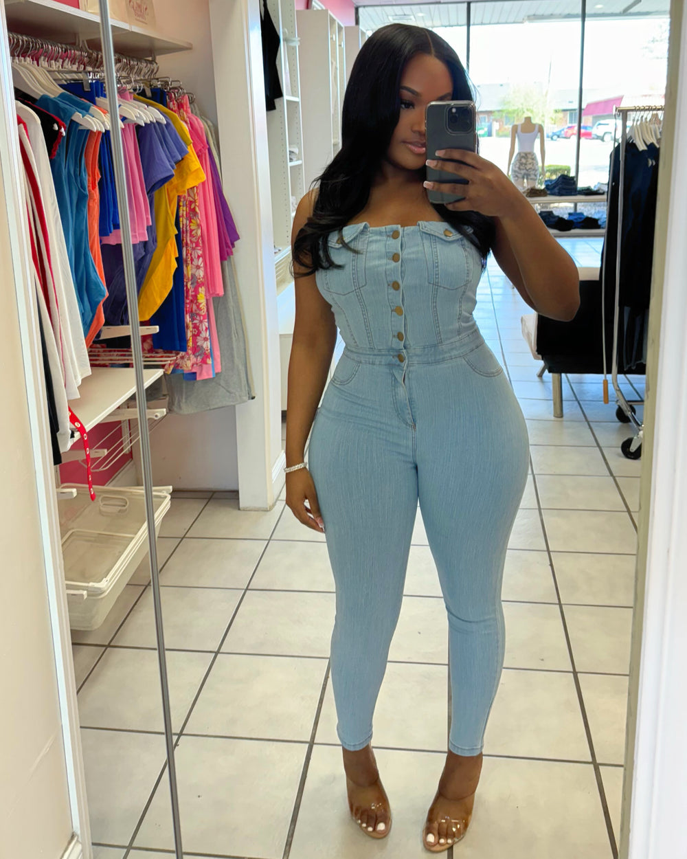 Lunch Date Denim Jumpsuit