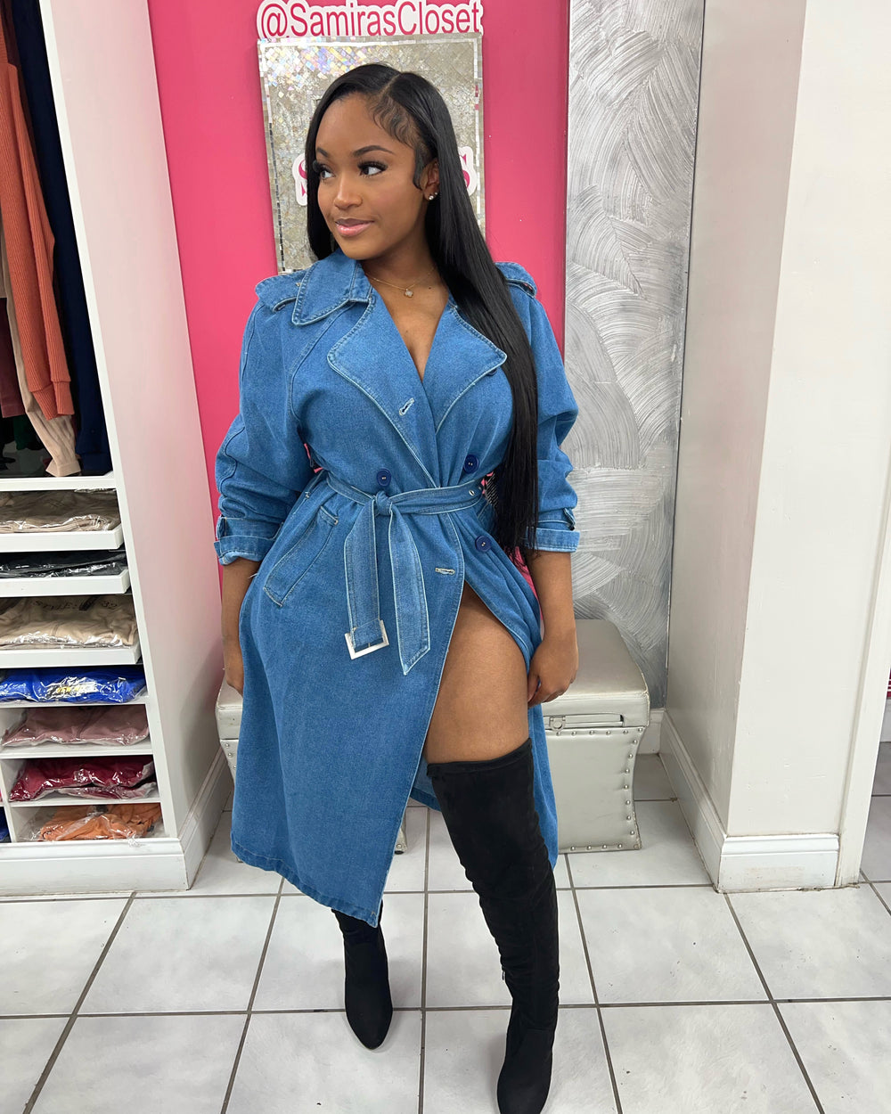 After Hours Denim Trench Jacket
